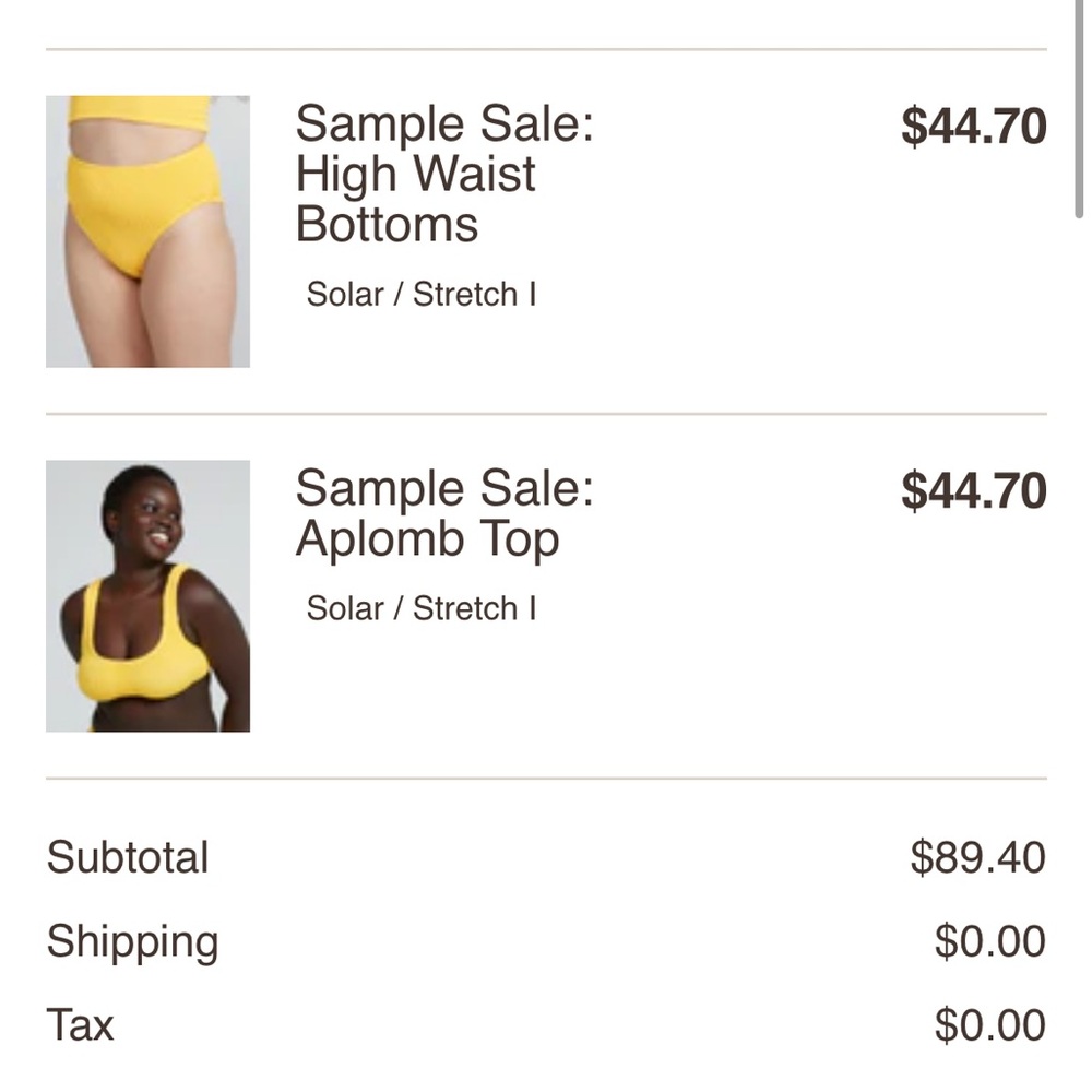 Youswim bikini sample sale in solar